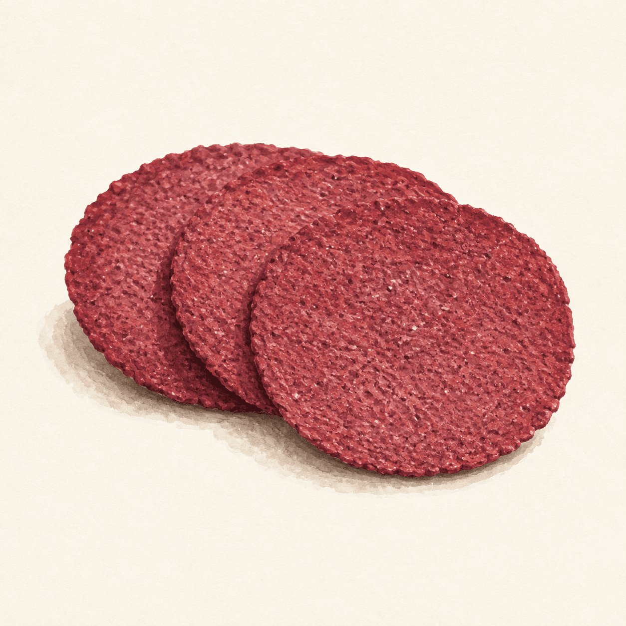Food illustration: beetroot wafer crackers