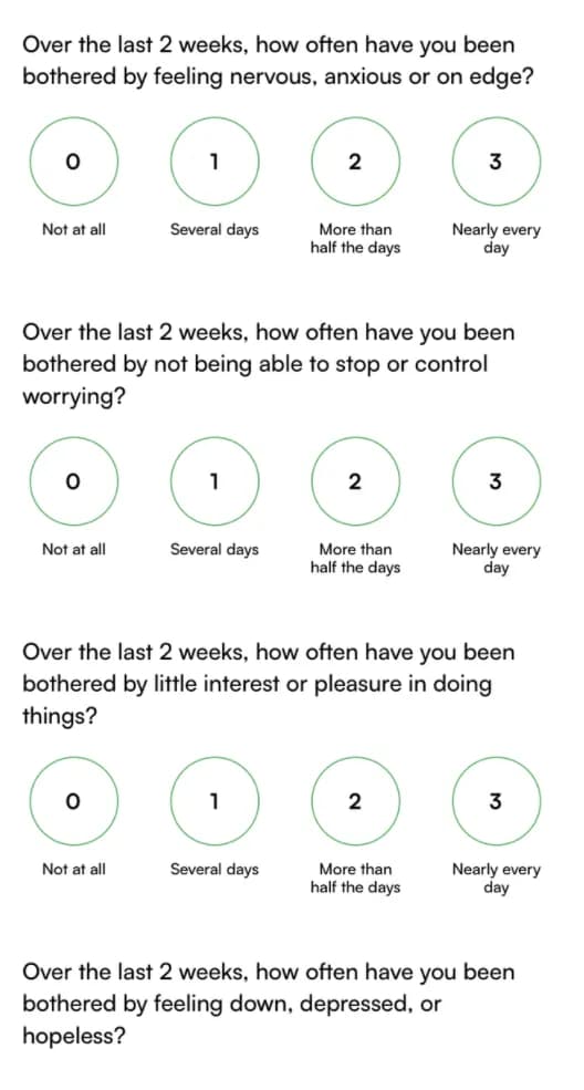 Nerva app question: over the next two weeks, how have your symptoms been?