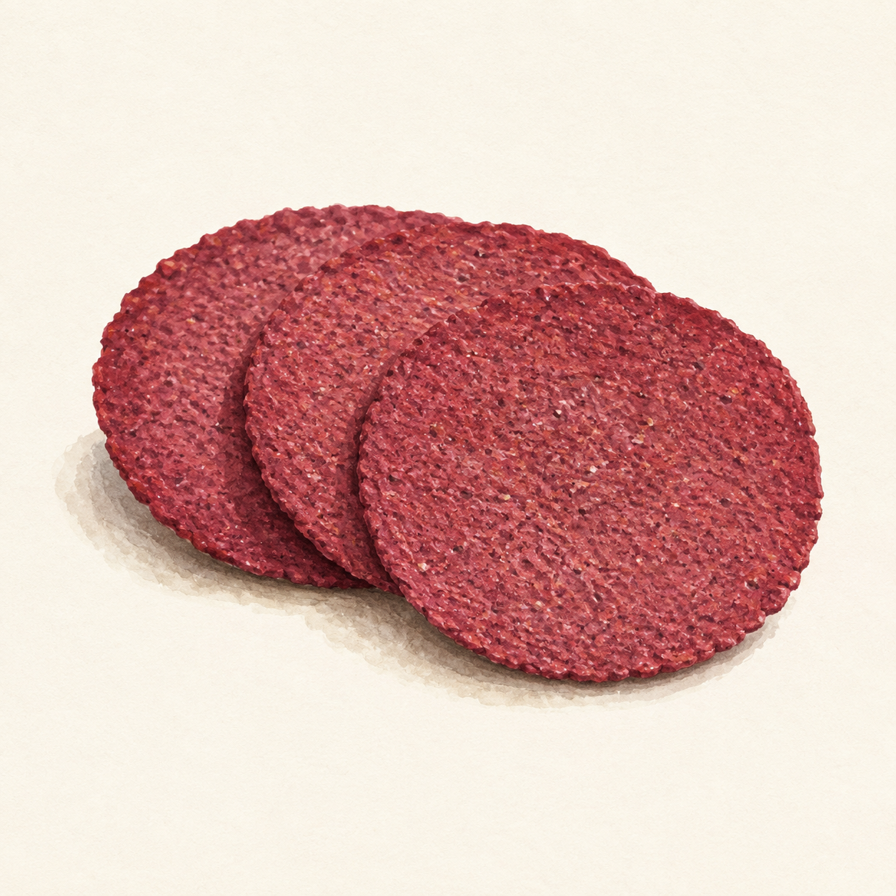 Food illustration: beetroot wafer crackers